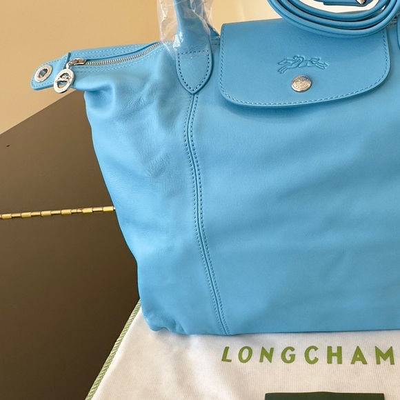 NWOT Luxury Preppy Travel RARE LONGCHAMP Le Pliage Leather Medium Tote/Crossbody - Picture 16 of 17